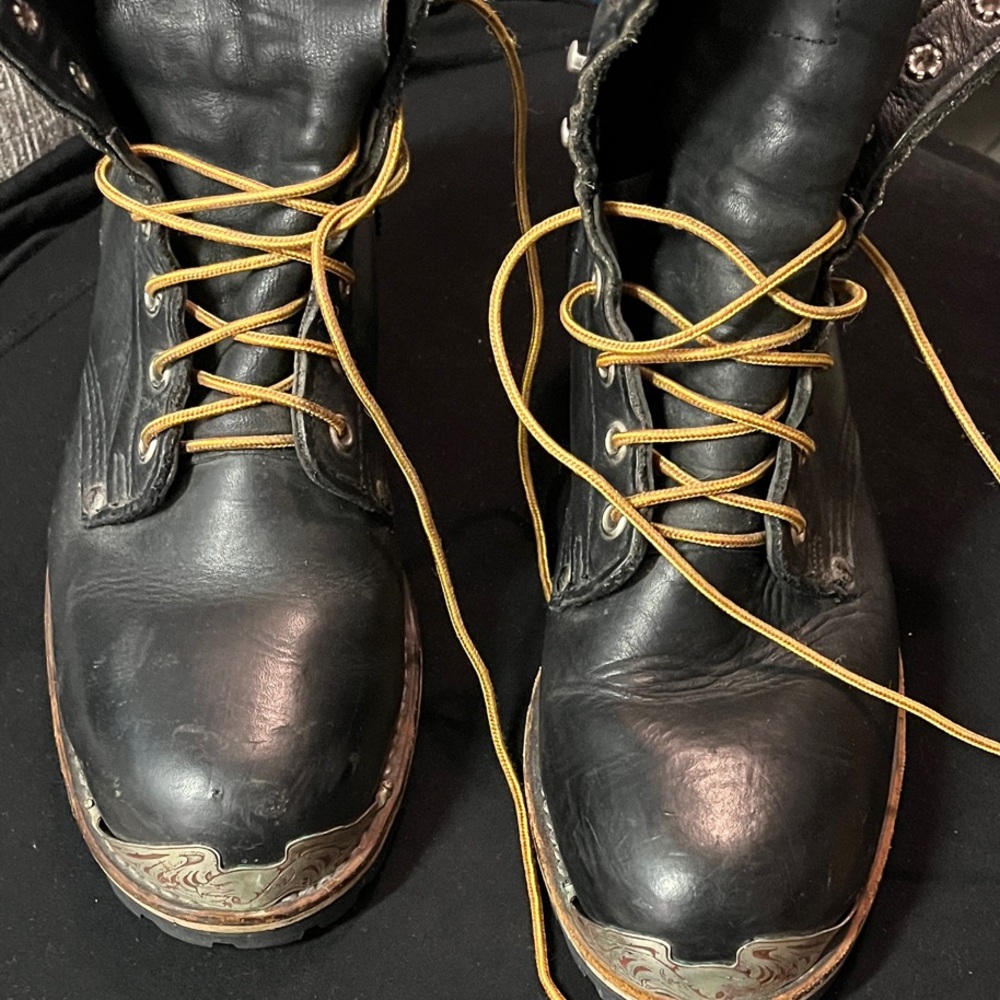 Lineman Black Leather Men's Boots